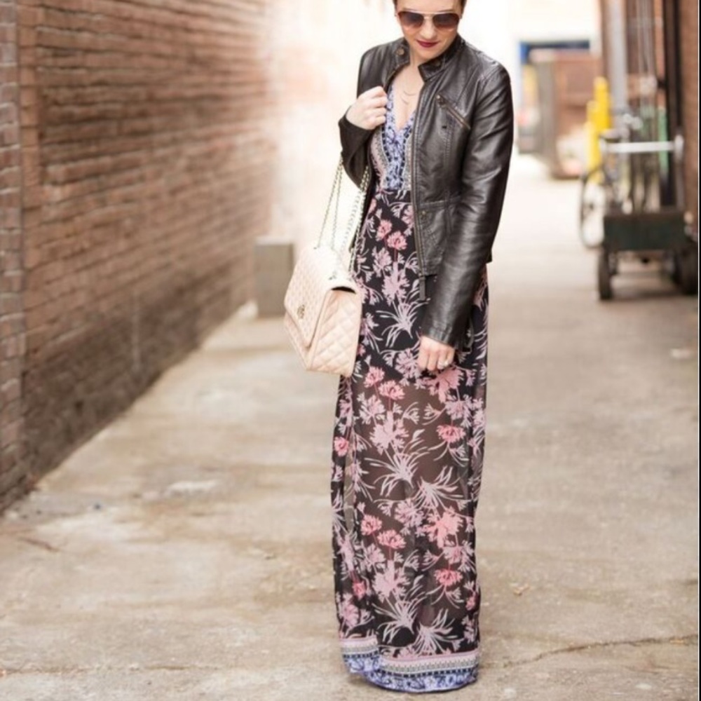 Express Boho V-Neck Floral Kimono Style Maxi Dress